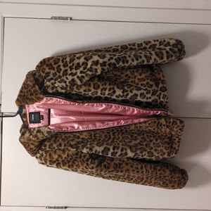 Faux Fur Leopard Print Jacket